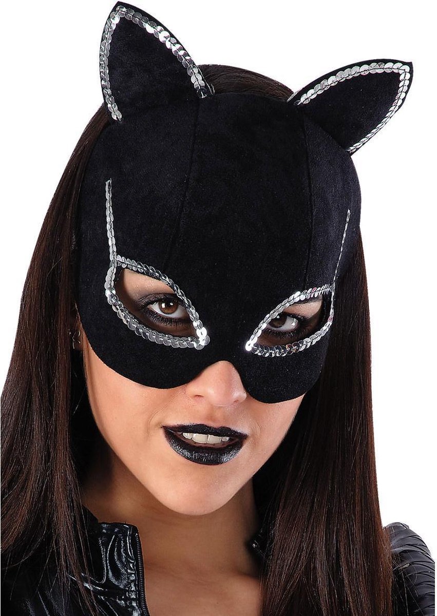 Carnival Toys Halfmasker Kat Dames Zwart One-size