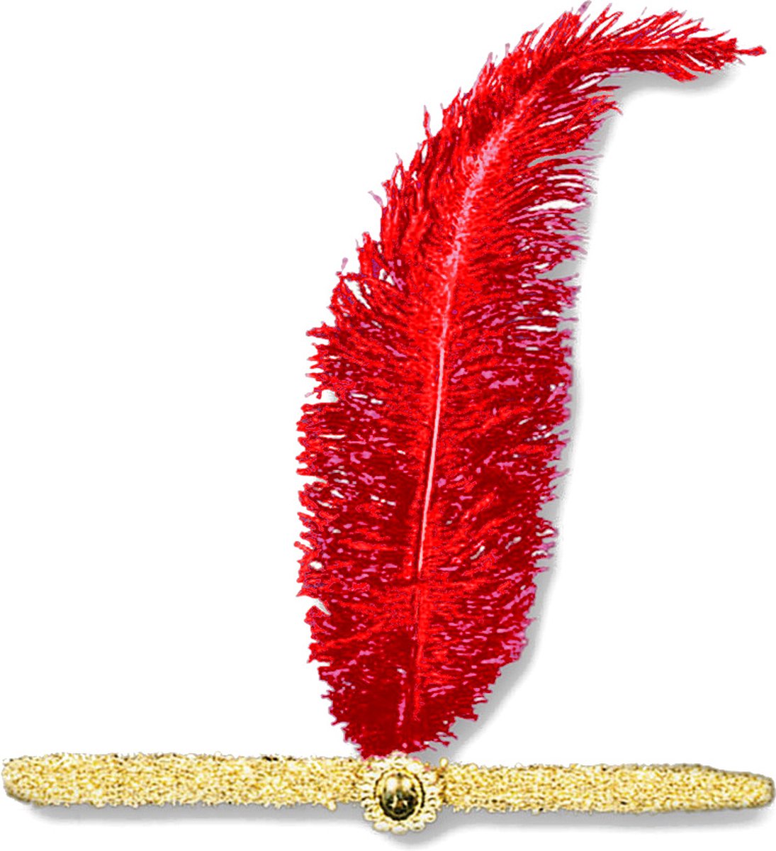 Carnival Toys Hoofdband Charleston 15 Cm Veren Rood/goud