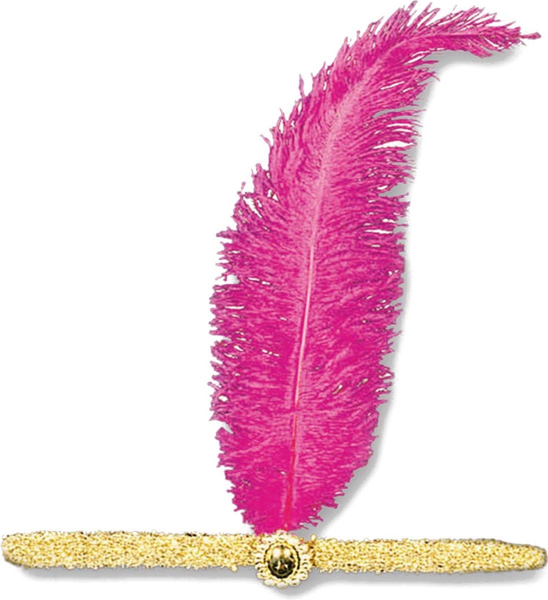 Carnival Toys Hoofdband Charleston 15 Cm Veren Roze/goud