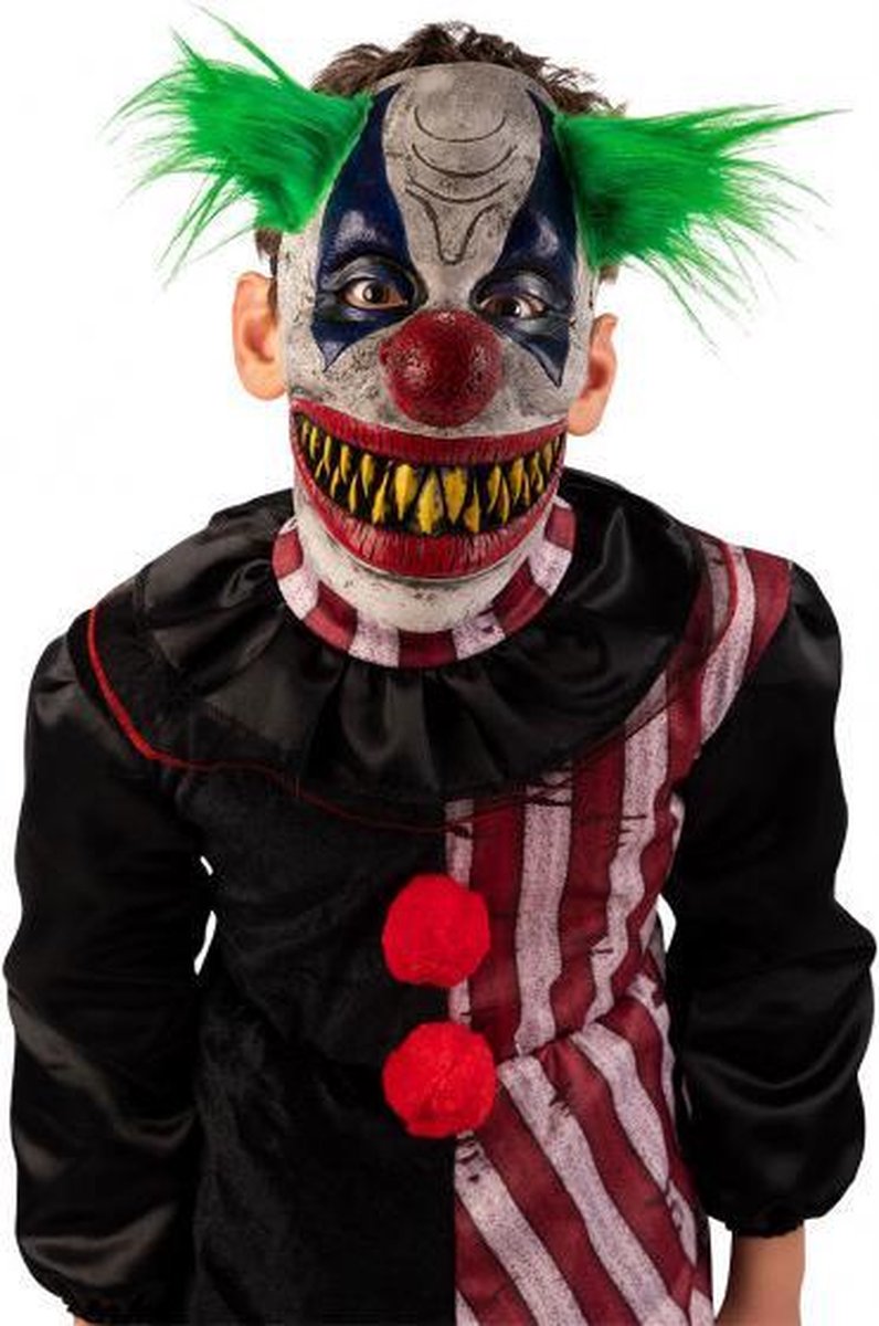 Carnival Toys Masker Horrorclown Latex Zwart/wit/groen One-size