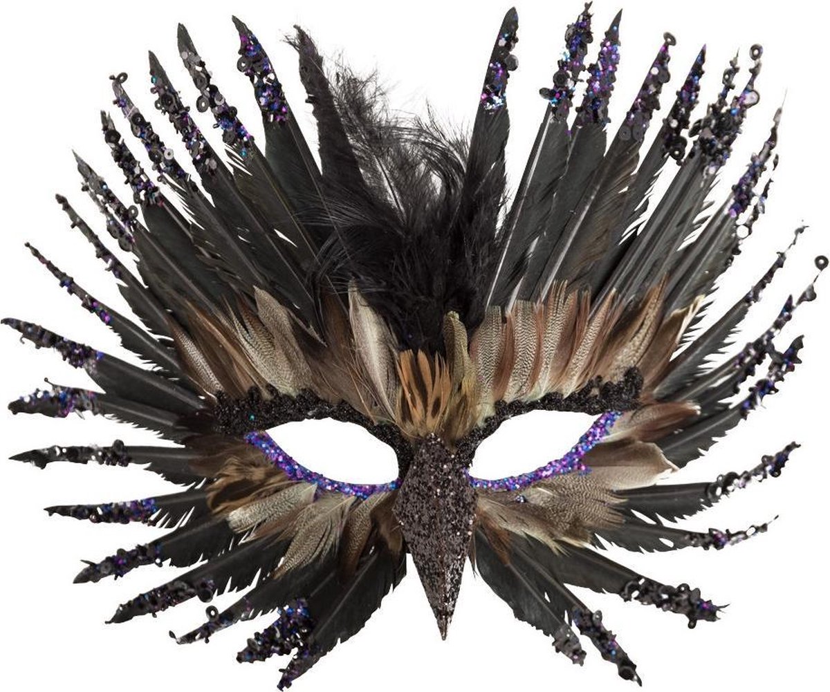 Carnival Toys Masker Precious Feathers Dames Bruin One-size