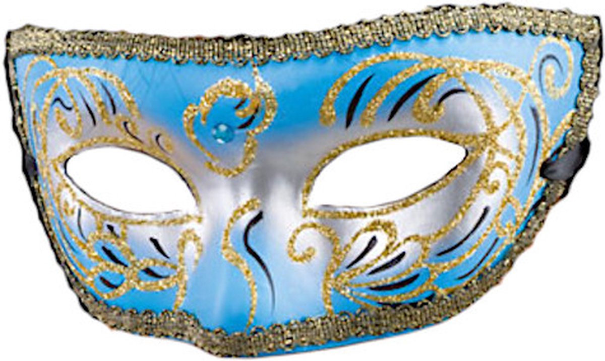 Carnival Toys Masker Venetiaans Papier Blauw/goud One-size