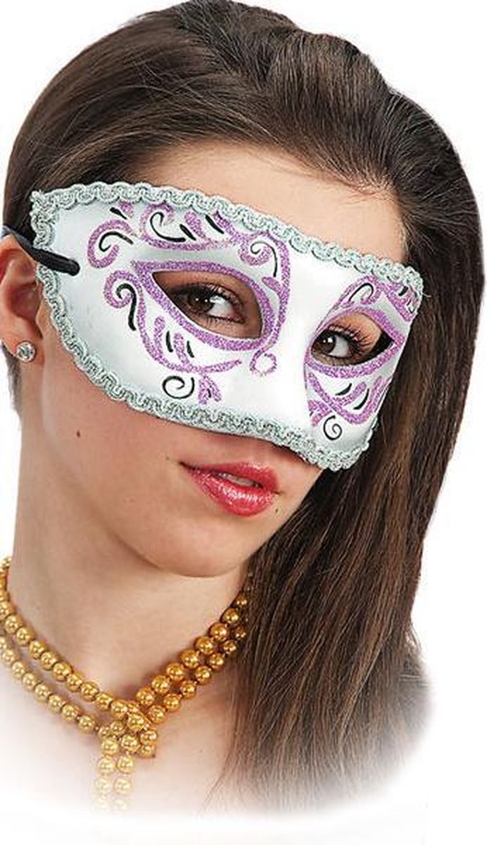 Carnival Toys Masker Venetiaans Papier Wit/zilver One-size