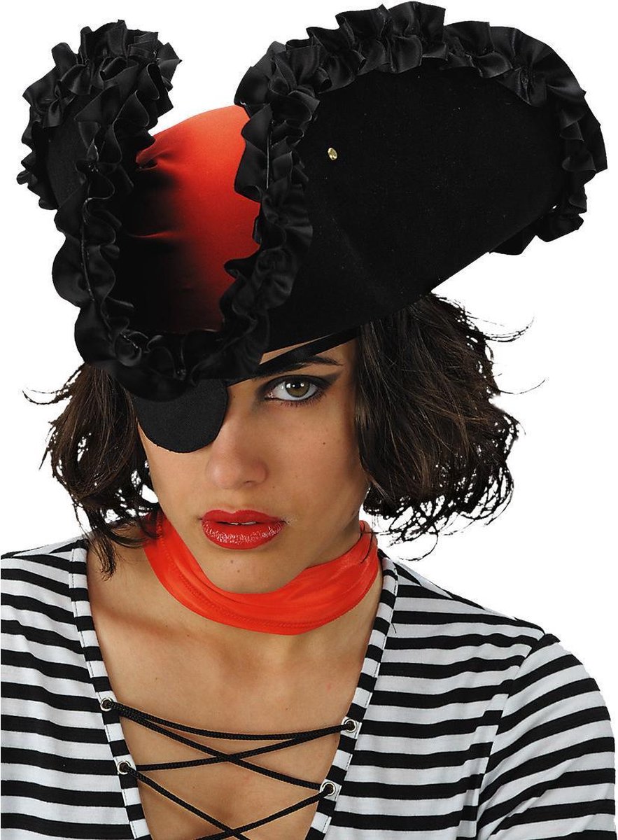 Carnival Toys Piratenhoed Dames Polyester Zwart/rood Maat M