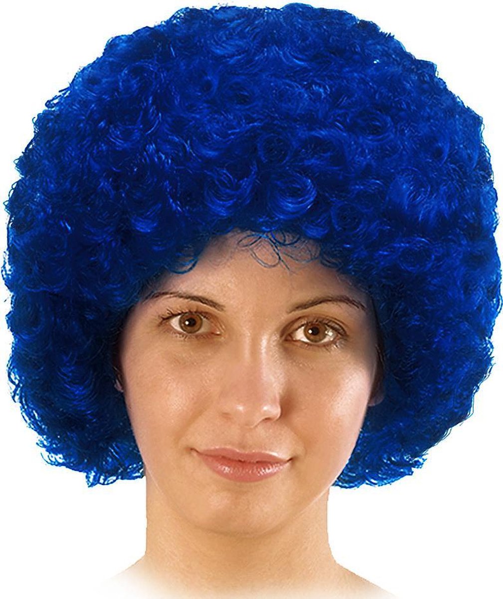 Carnival Toys Pruik Afro 32 Cm Synthetisch Blauw One-size