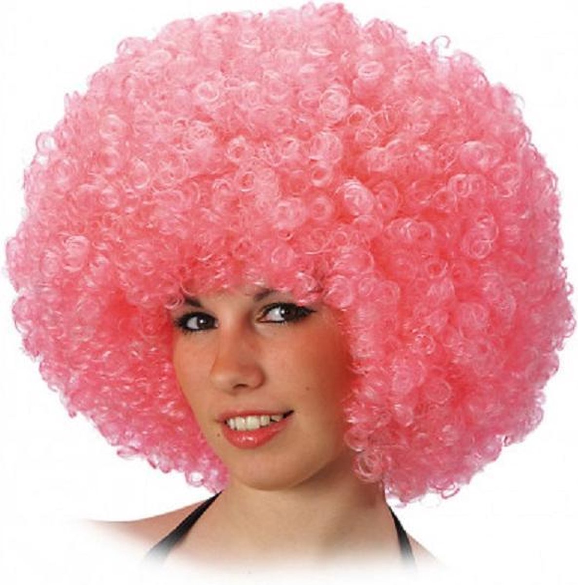 Carnival Toys Pruik Afro Polyester Roze One-size