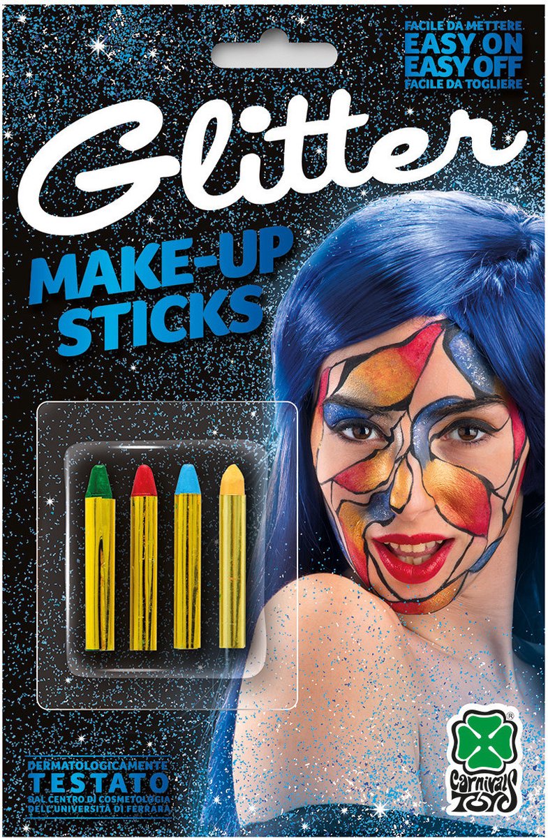 Carnival Toys Schminkpotloden Glitter Wax 4-delig