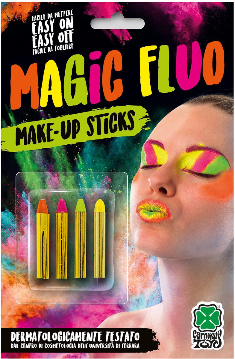 Carnival Toys Schminkpotloden Magic Fluo Wax 4-delig