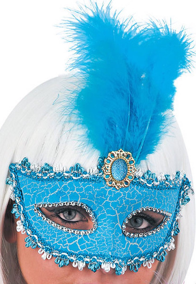 Carnival Toys Venetiaans Masker Polyester/veren Blauw One-size