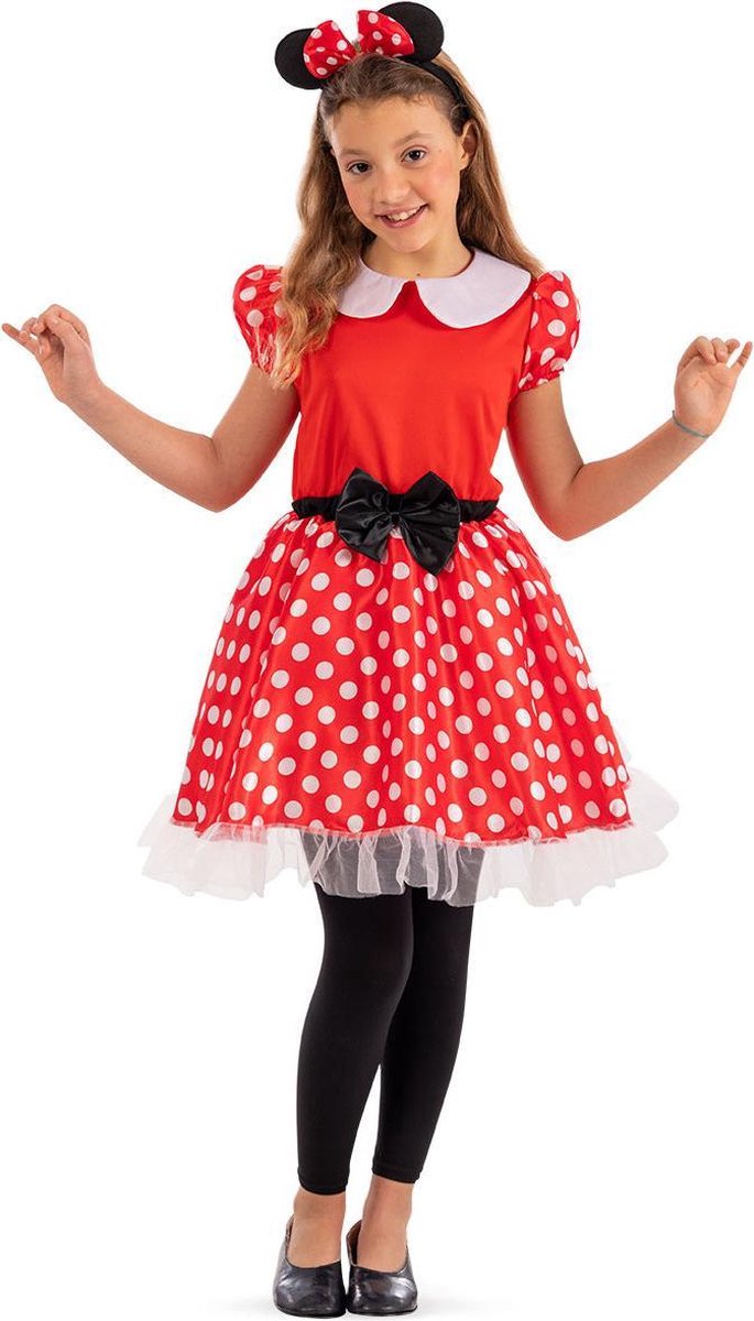 Carnival Toys Verkleedjurk Minnie Mouse Meisjes Rood/wit Mt 138