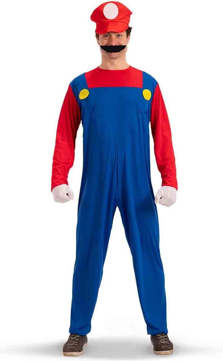 Carnival Toys Verkleedpak Mario Heren Textiel Rood/blauw Mt M/l