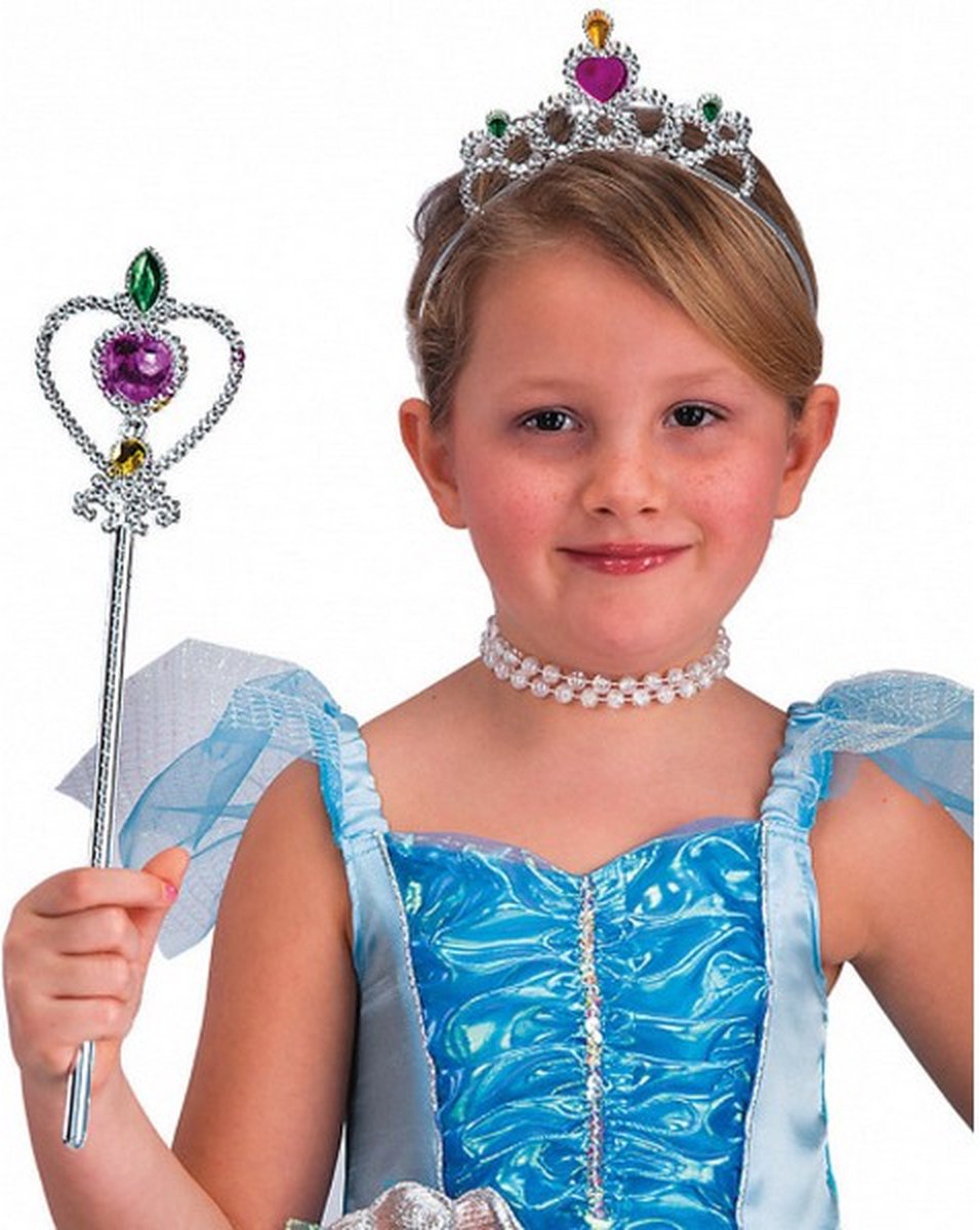 accessoireset prinses meisjes zilver/roze 2-delig