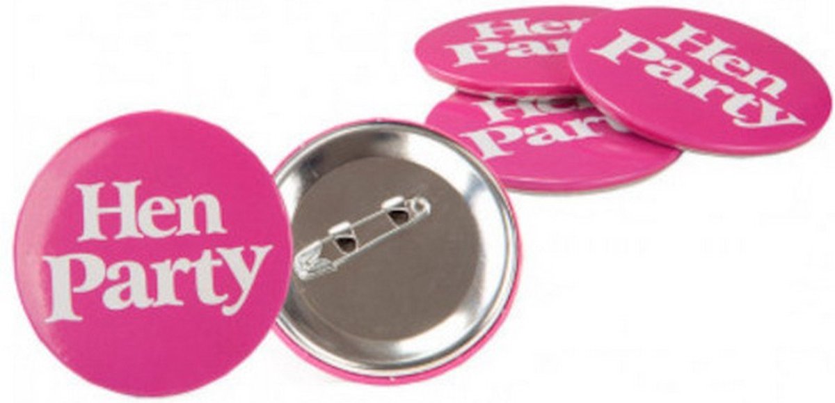 button Hen Party dames 5 x 3 cm roze 4 stuks