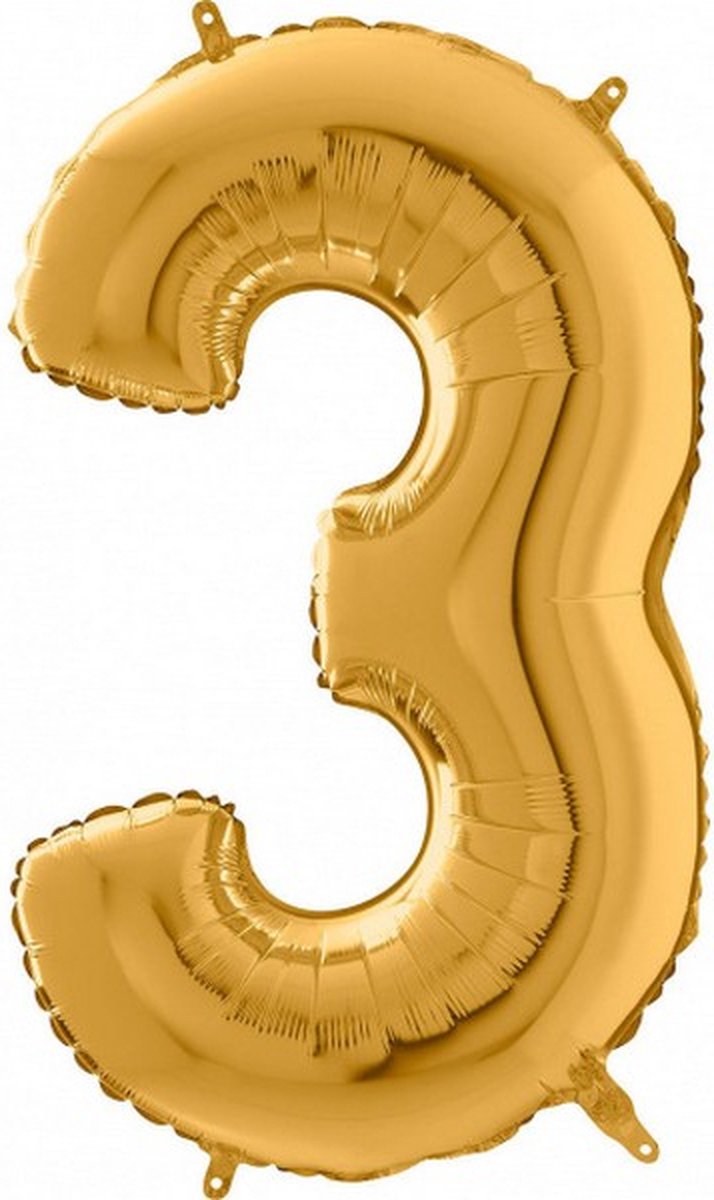 cijferballon 3 folie 66 cm goud