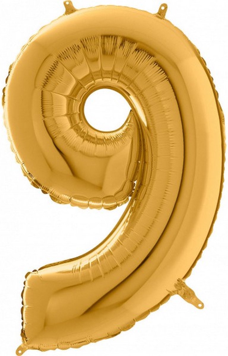 cijferballon 9 folie 66 cm goud