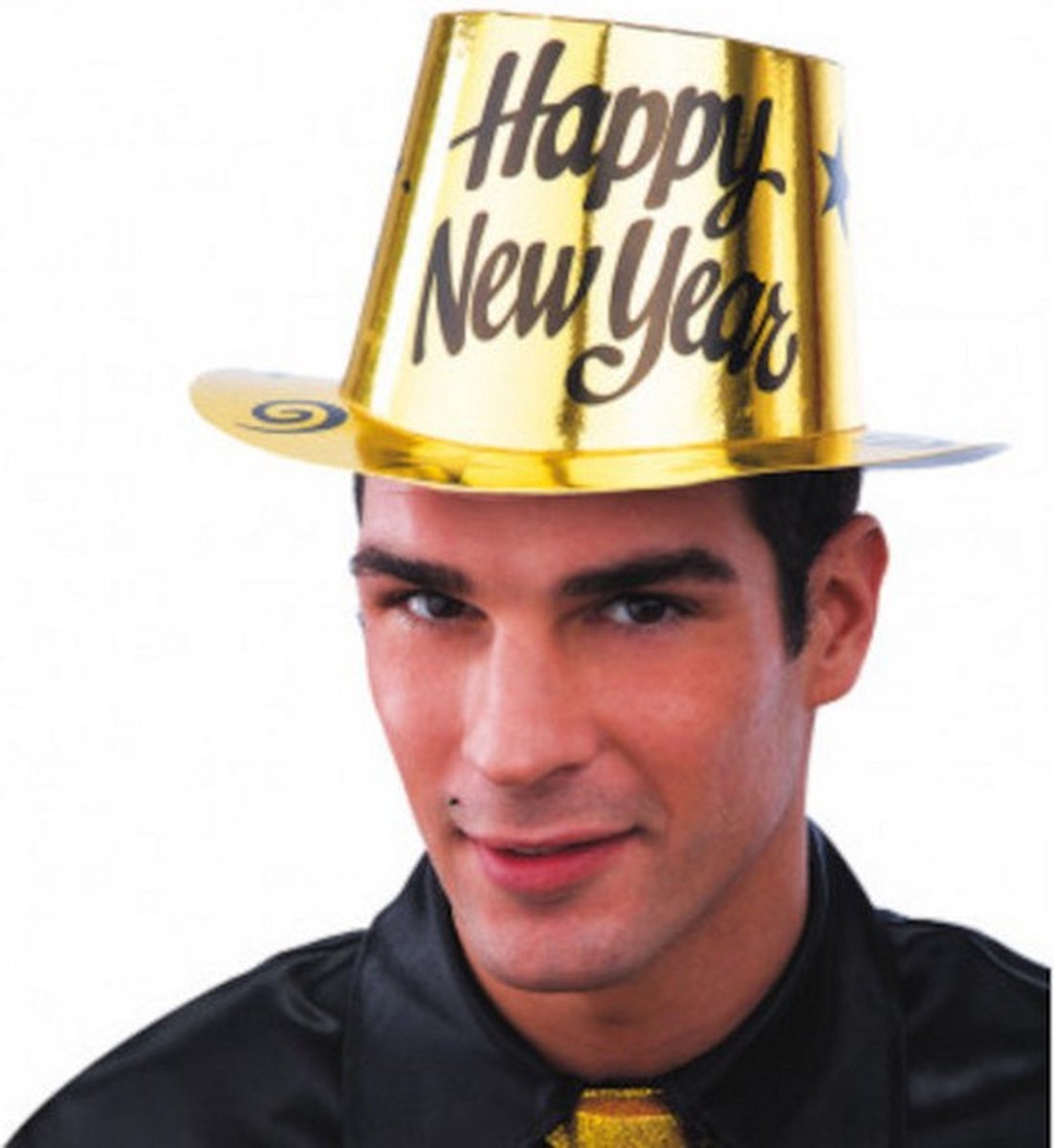 feesthoed Happy New Year papier goud one-size