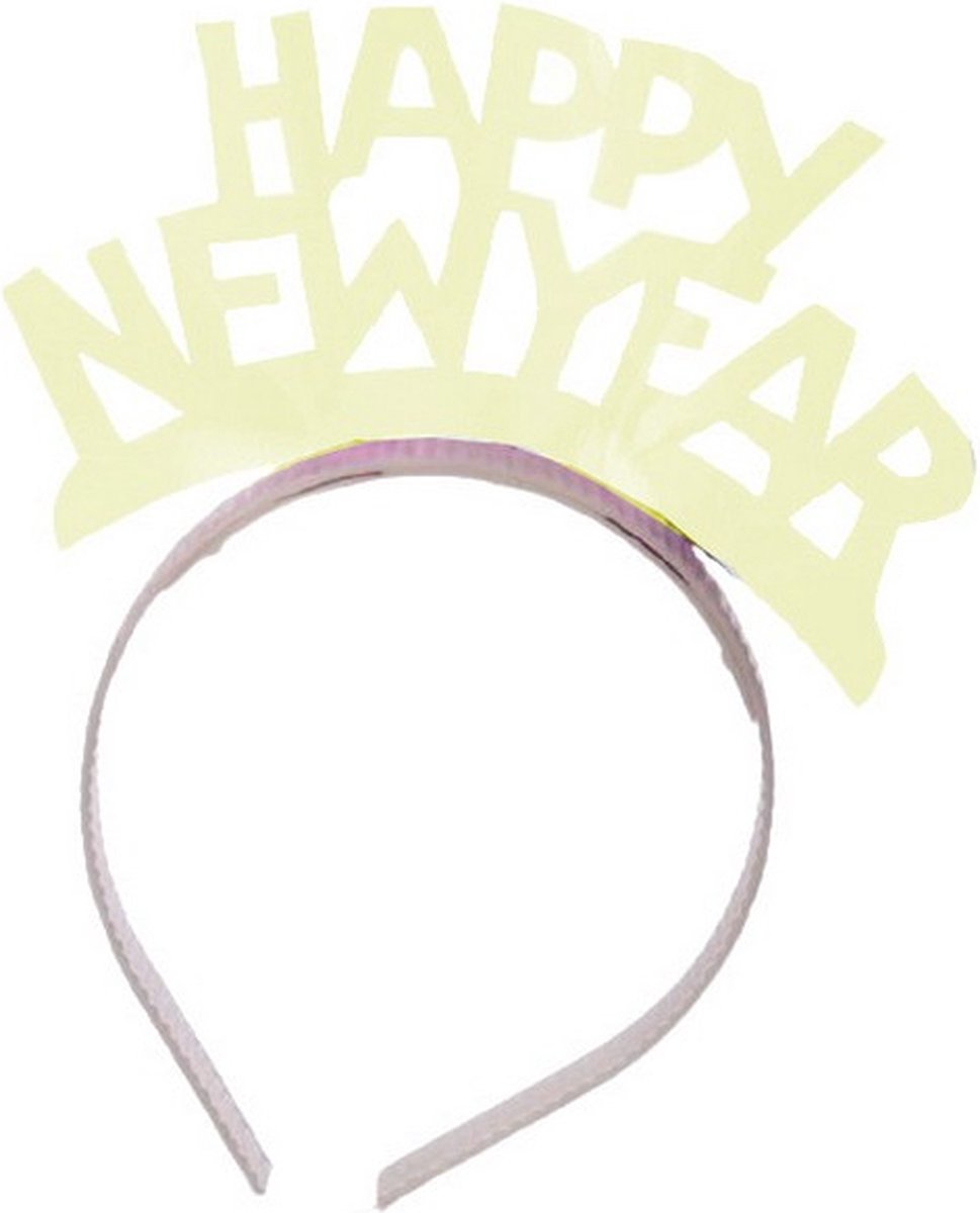 haarband Happy New Year dames geel one-size