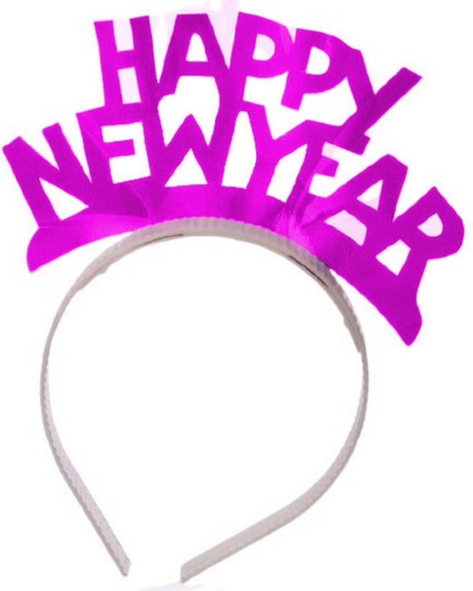 haarband Happy New Year dames roze one-size