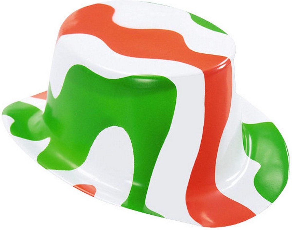 hoge hoed Itali√É¬´ 53 cm wit/groen/rood one-size