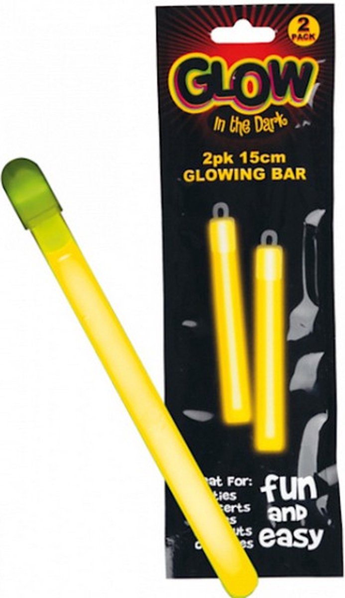 lichtstaafjes Glow 15 cm geel 2 stuks