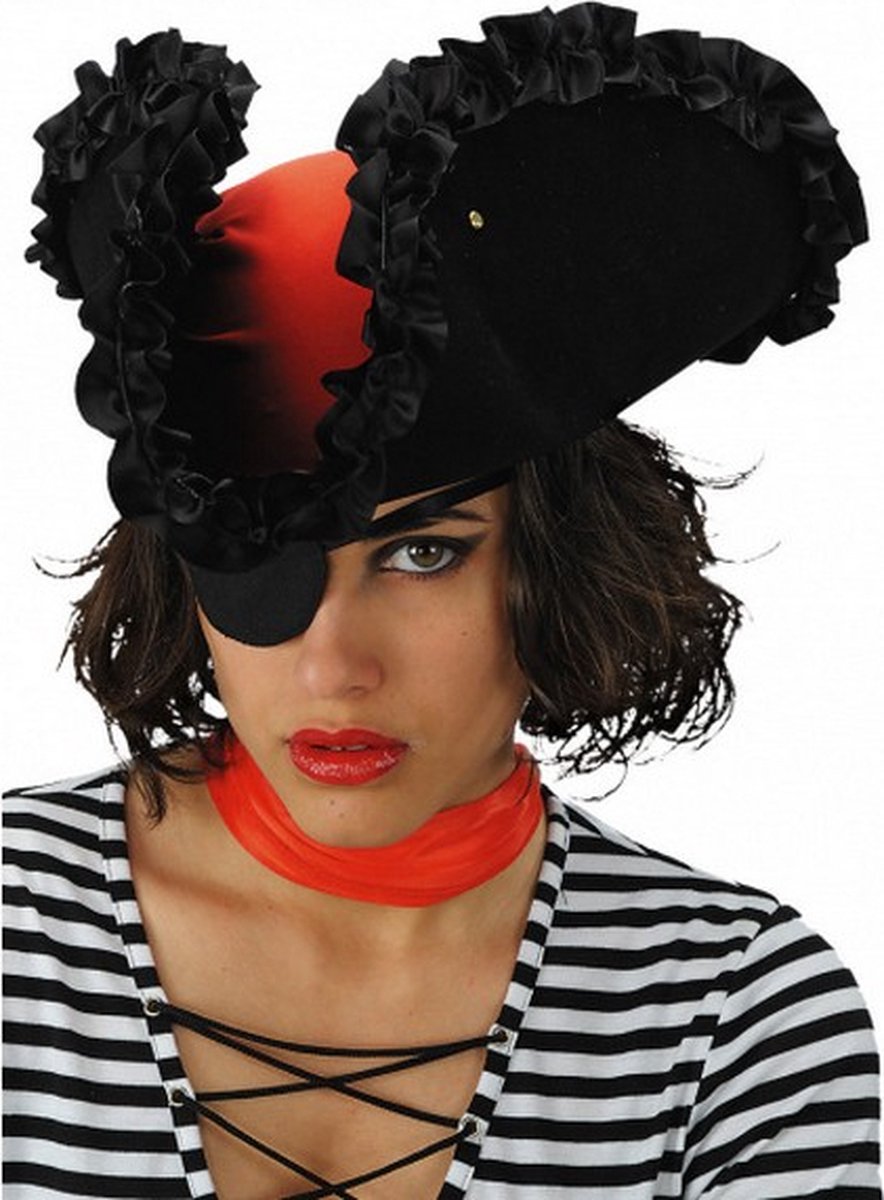 piratenhoed dames polyester zwart/rood maat M