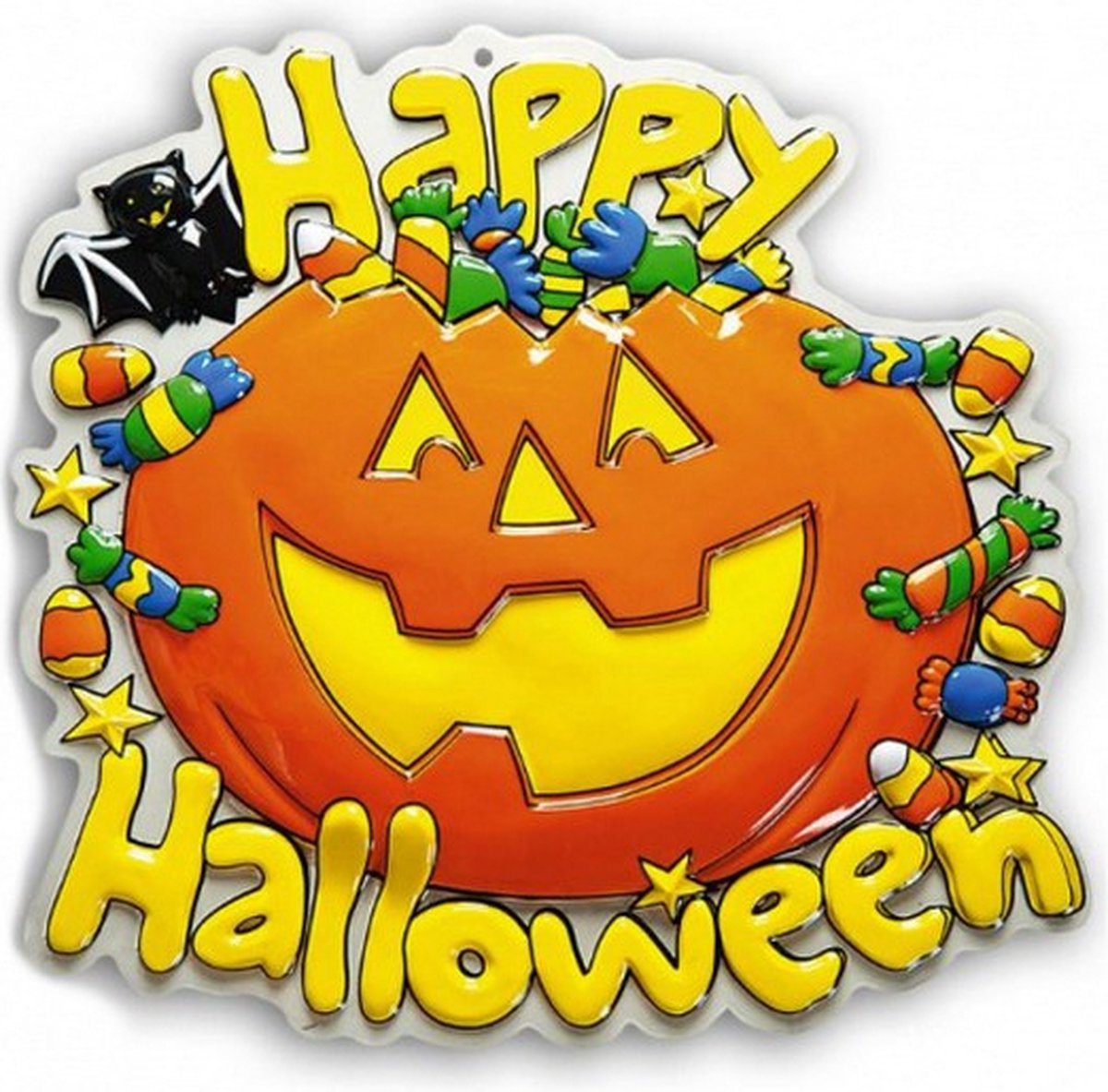 poster Happy Halloween 50 cm geel/oranje