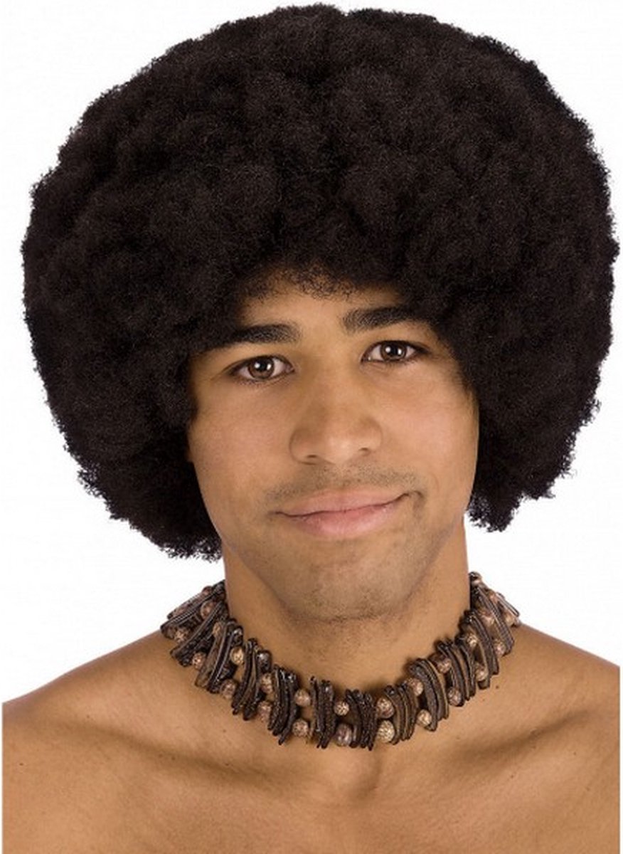 pruik Afro Jose heren zwart one-size