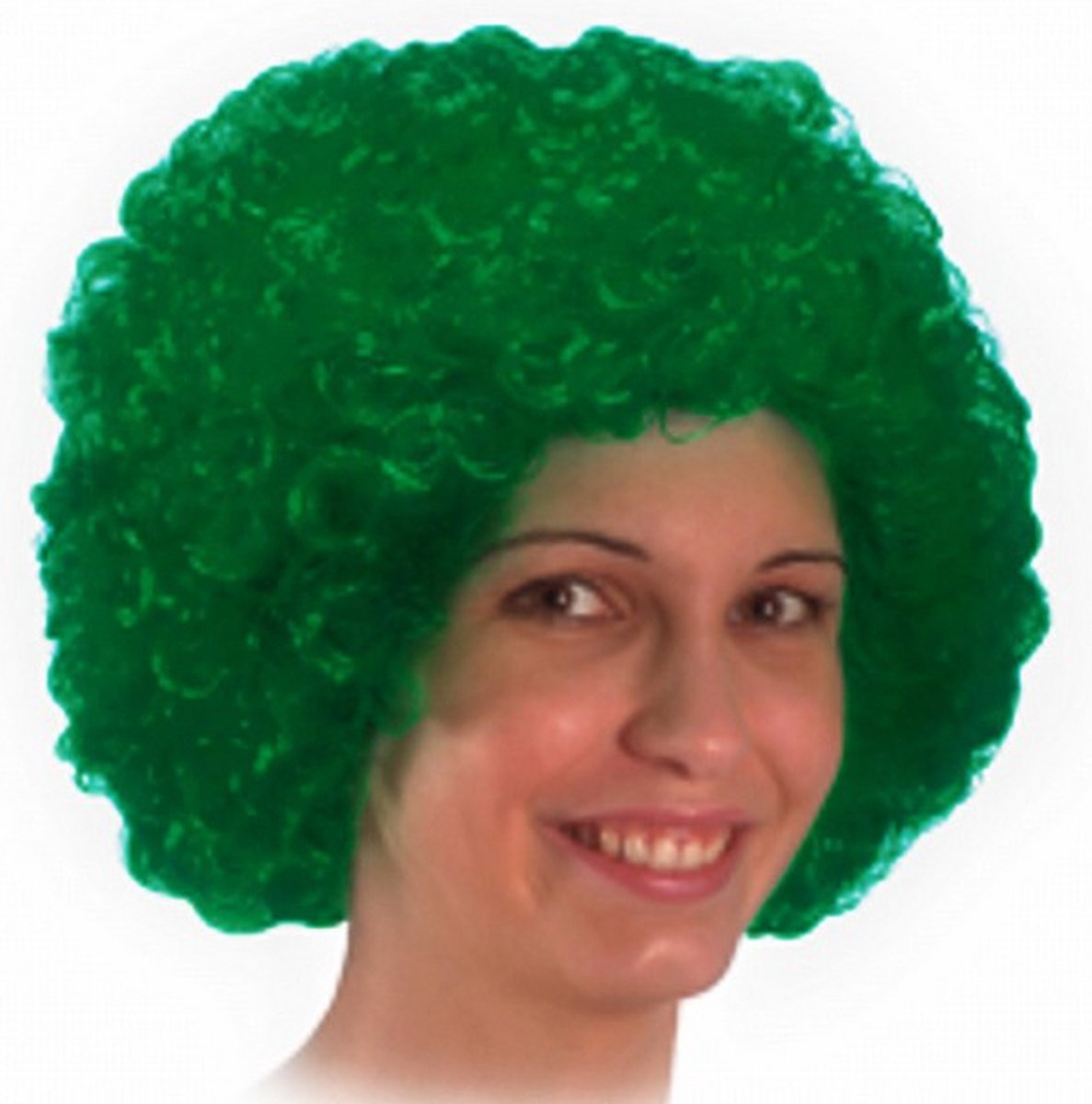 pruik afro 32 cm synthetisch groen one-size