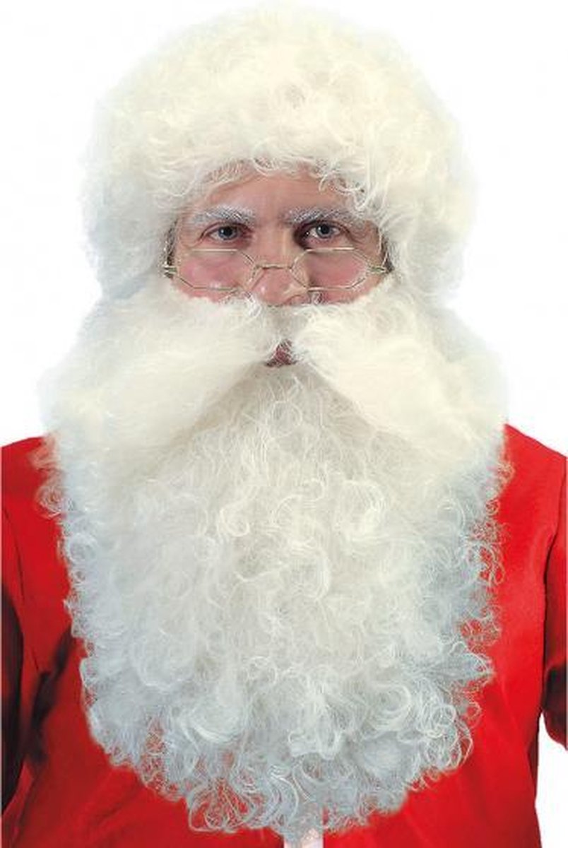 pruik met baard Santa 40 cm synthetisch wit