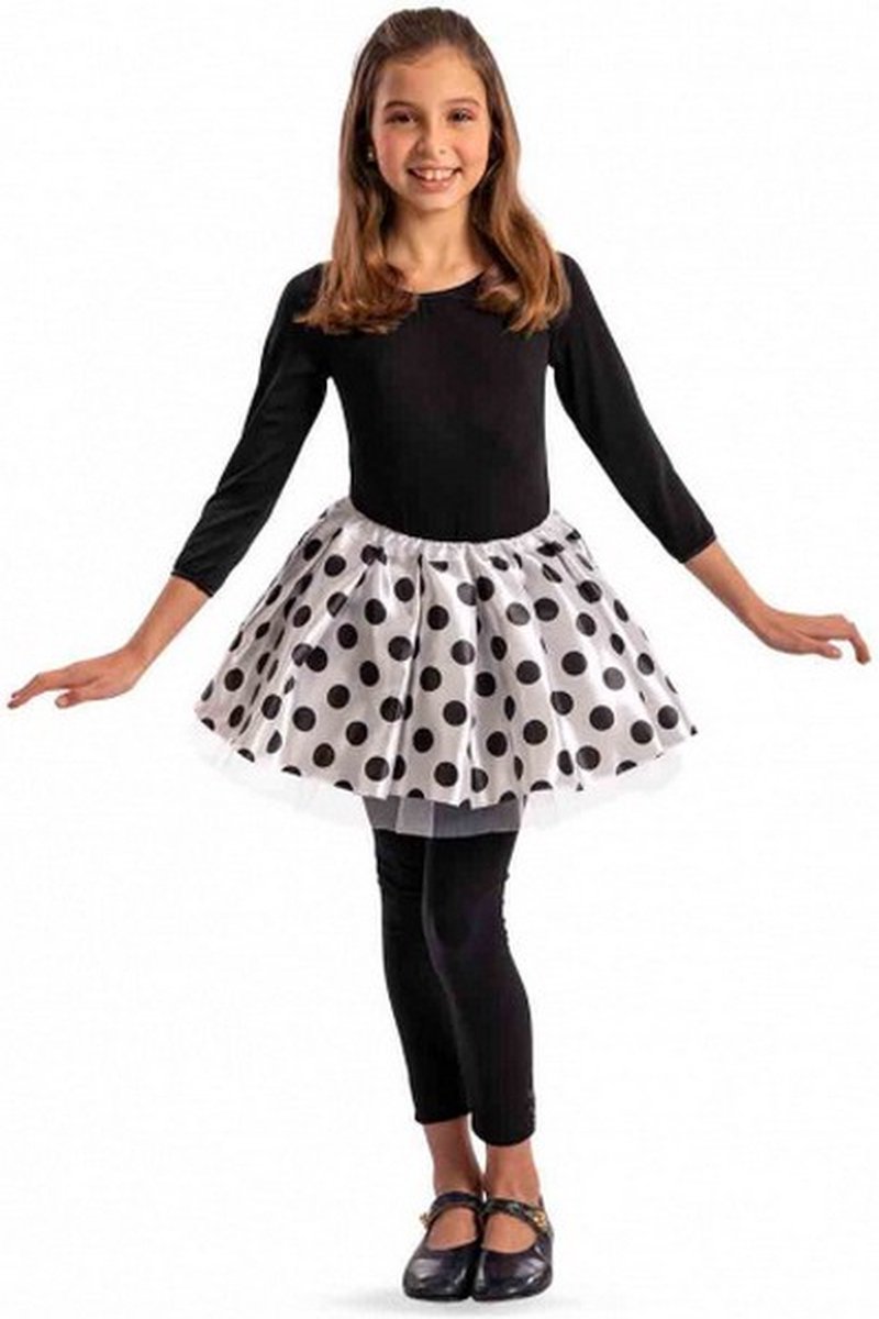 rok polkadot meisjes textiel wit/zwart one-size