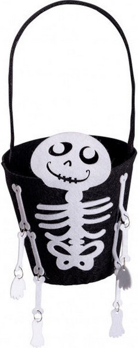 tasje Skeleton junior 30 cm vilt zwart/wit