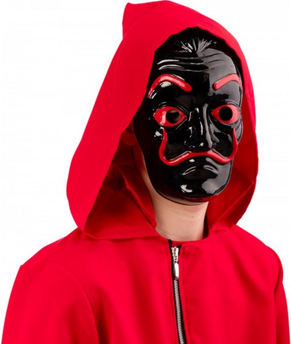 verkleedmasker Casa de papel zwart/rood one-size