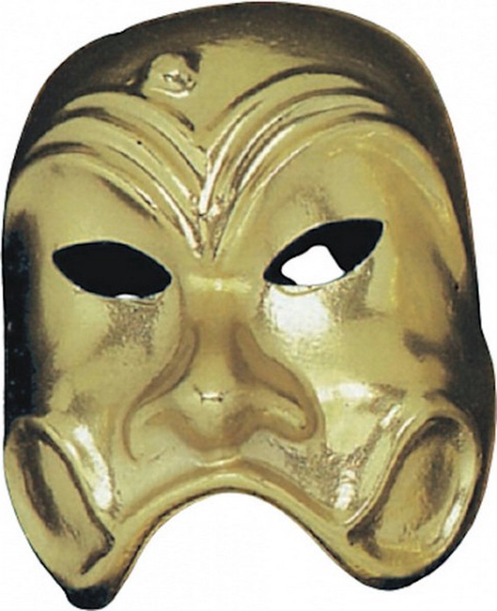 verkleedmasker Commedia PVC goud one-size