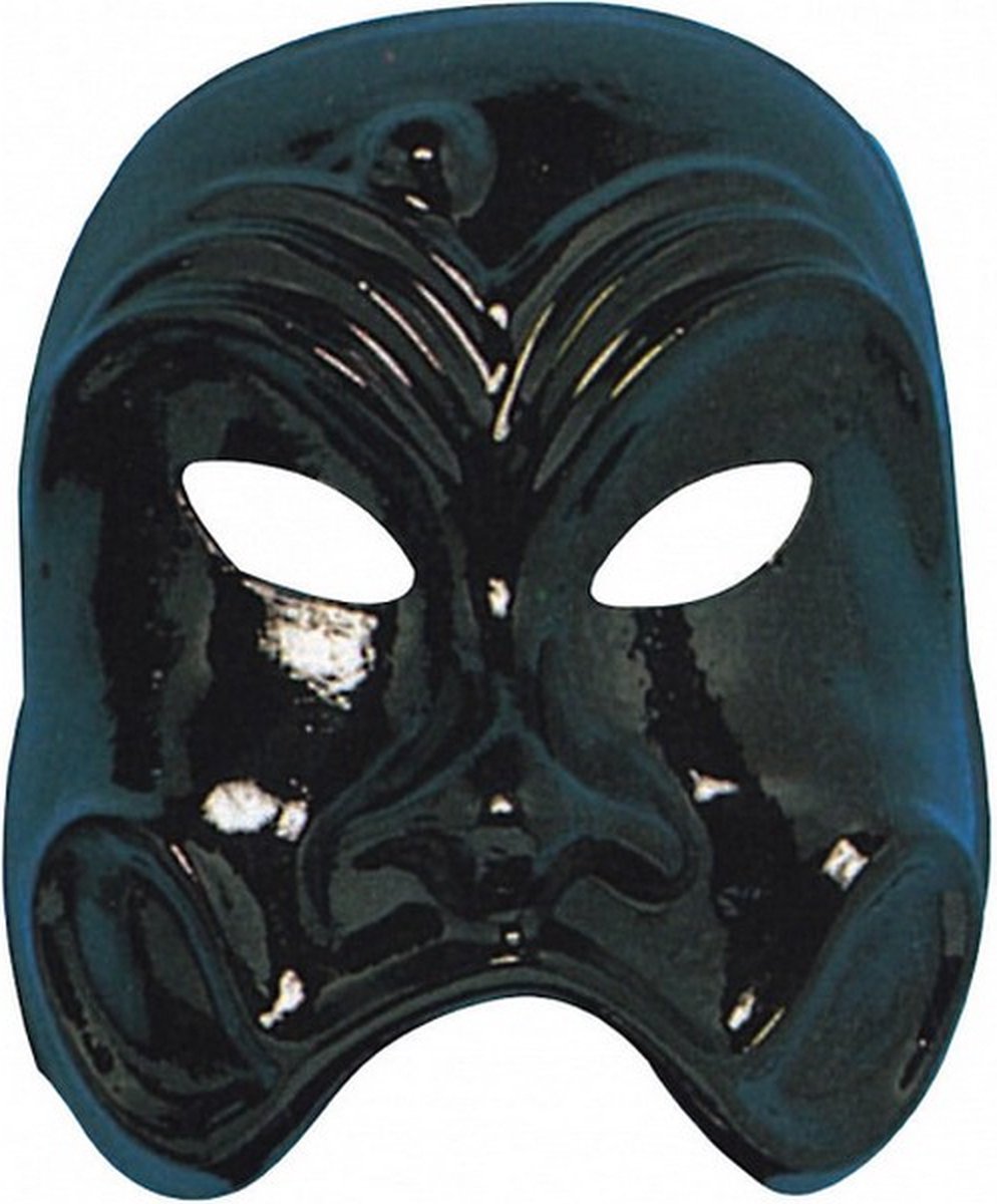 verkleedmasker Commedia PVC zwart one-size