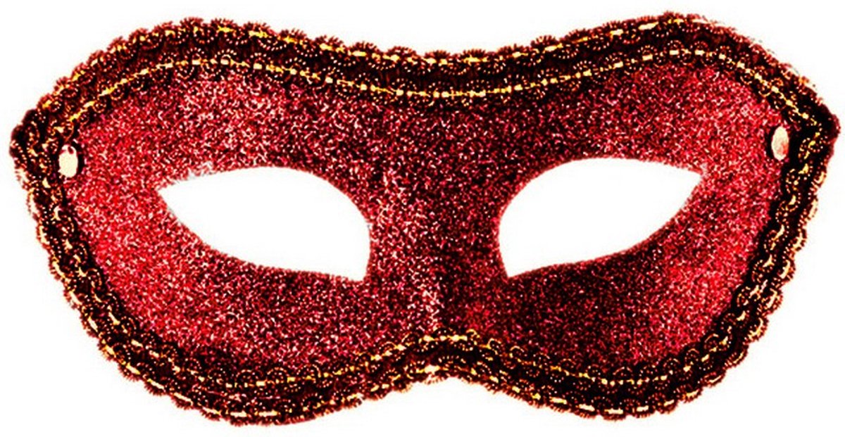 verkleedmasker Glitters dames rood one-size