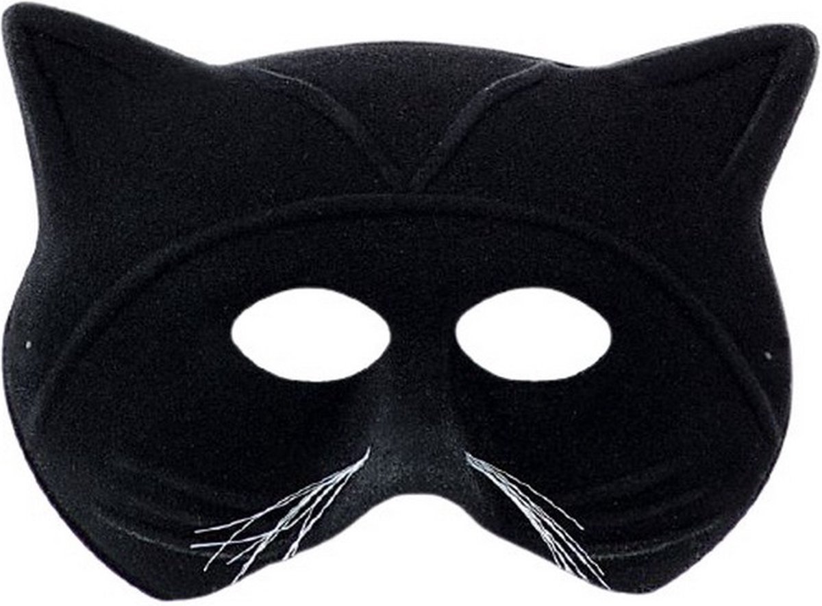 verkleedmasker Kat half polyester zwart one-size