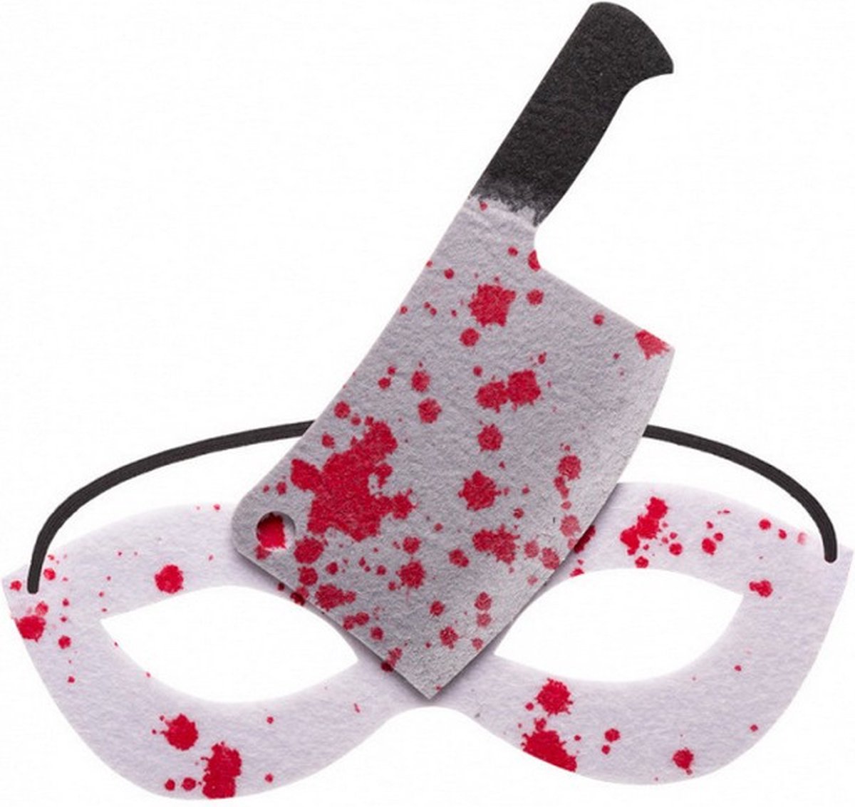 verkleedmasker bijl vilt wit/grijs/rood one-size