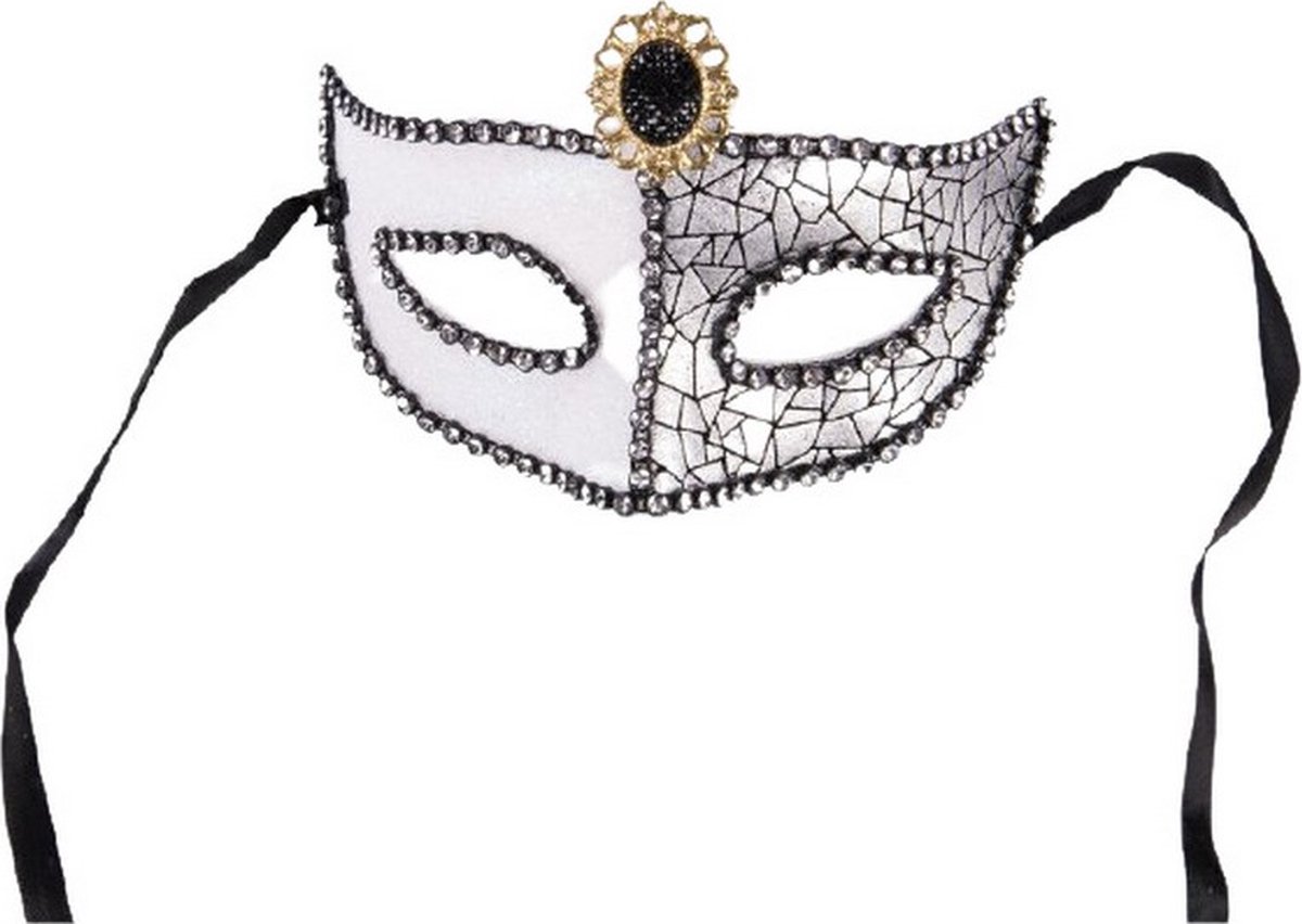 verkleedmasker dames zilver/wit one-size