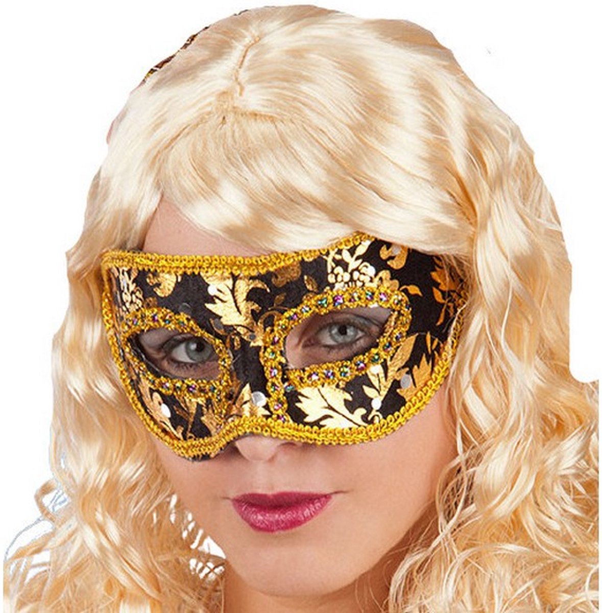 verkleedmasker dames zwart/goud one-size