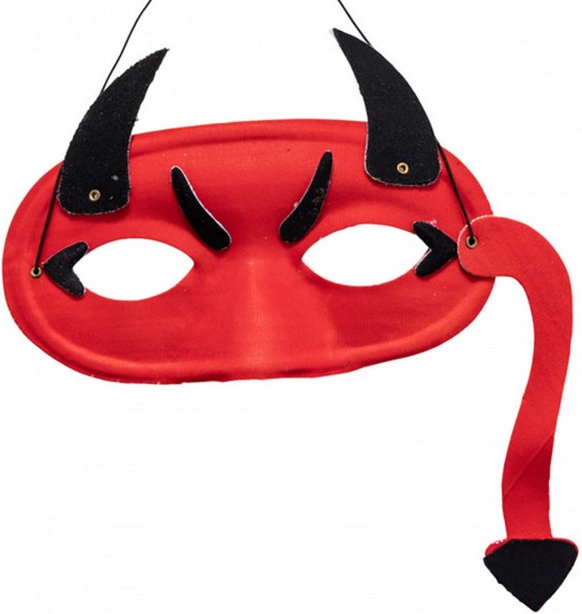 verkleedmasker duivel textiel rood/zwart one-size