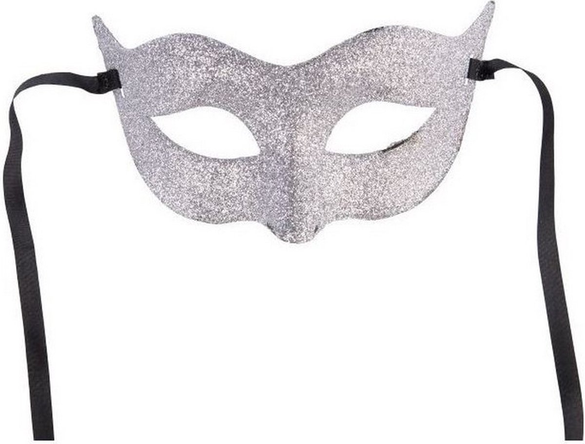 verkleedmasker glitter zilver one-size