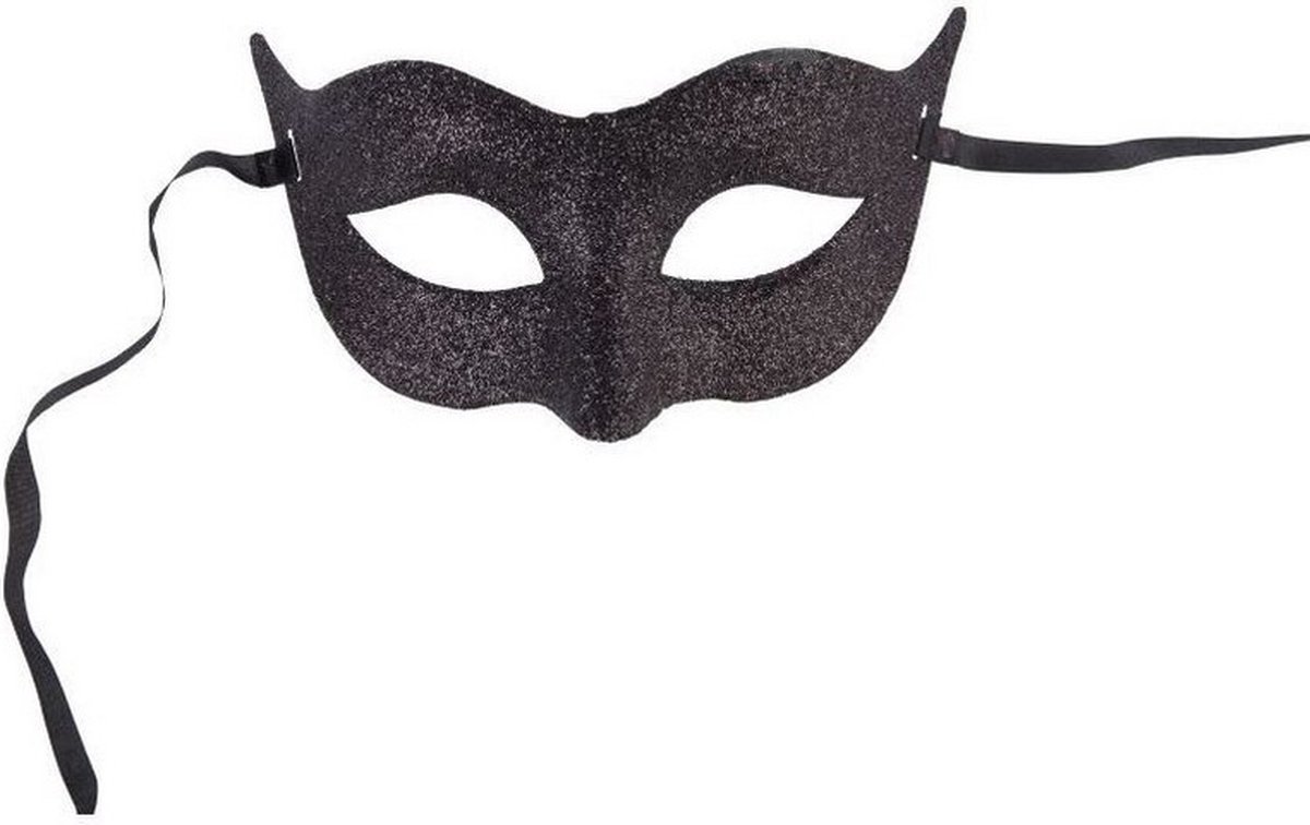 verkleedmasker glitter zwart one-size