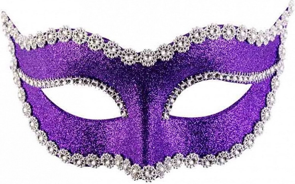 verkleedmasker glitters dames paars one-size