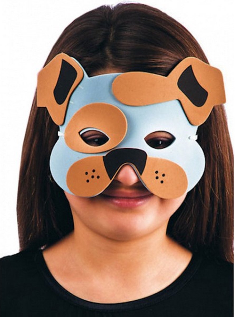 verkleedmasker hond junior EVA blauw/bruin one-size