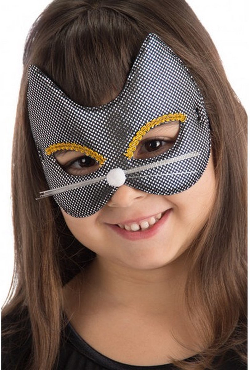 verkleedmasker kitten junior zwart one-size