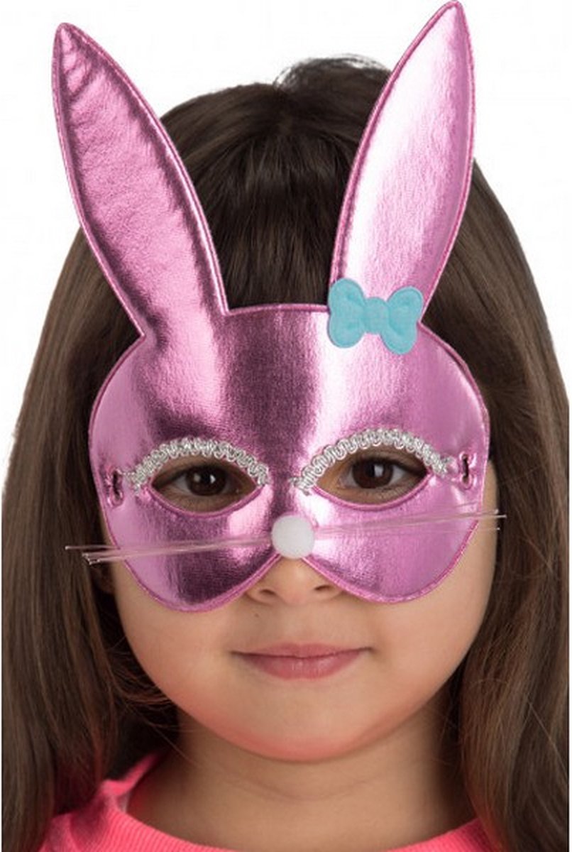 verkleedmasker konijn junior roze one-size