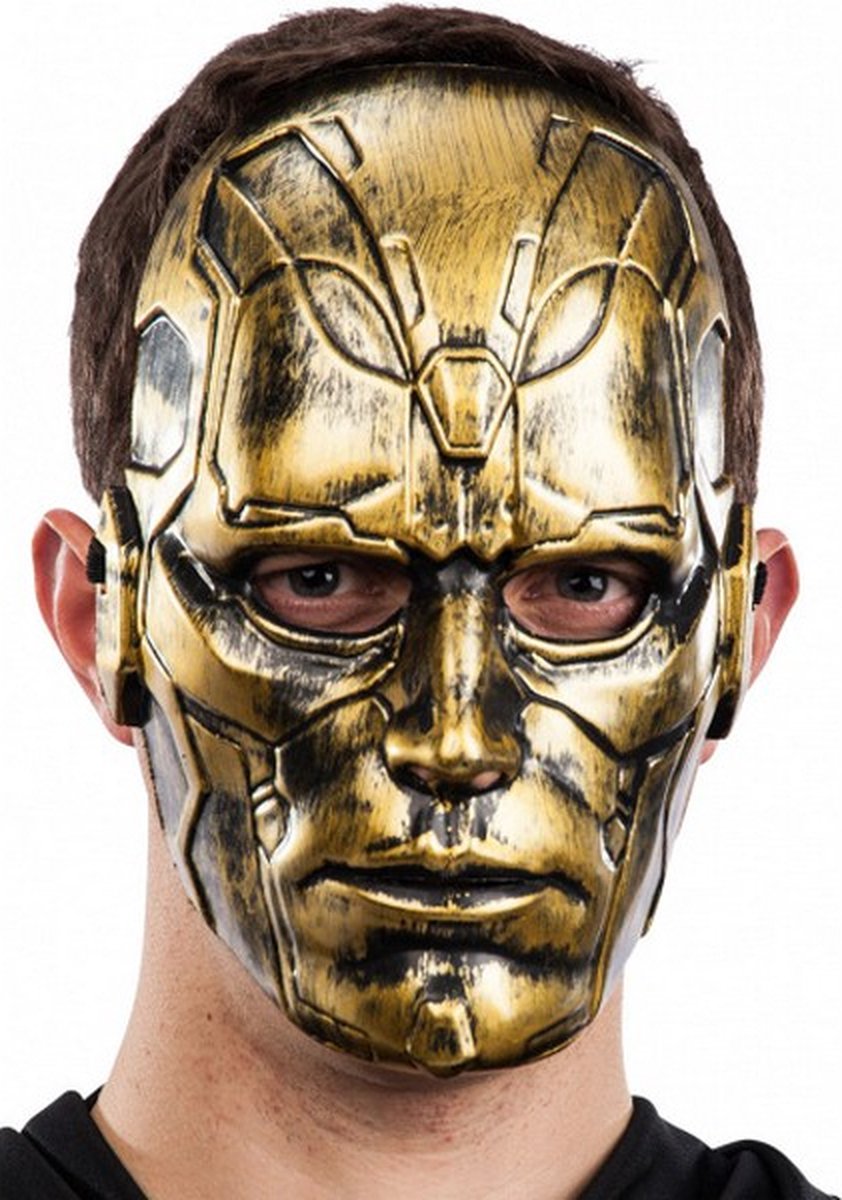 verkleedmasker robot goud one-size