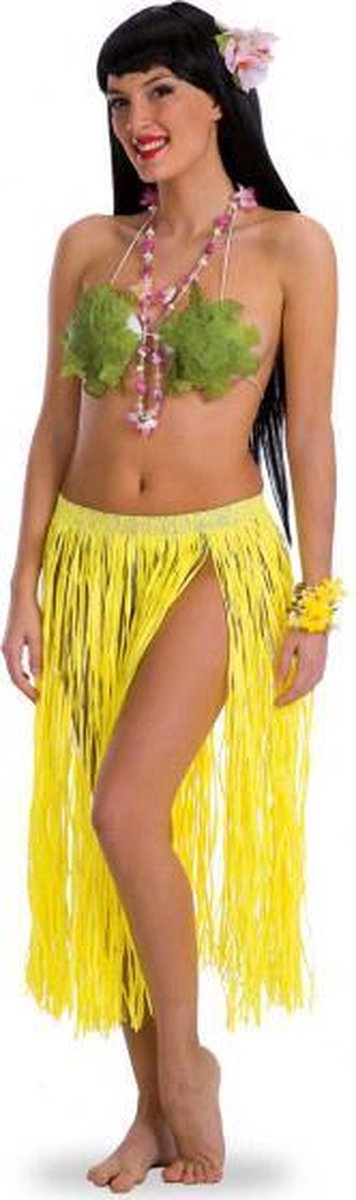 verkleedrok Hawaiian dames 70 cm polyester geel