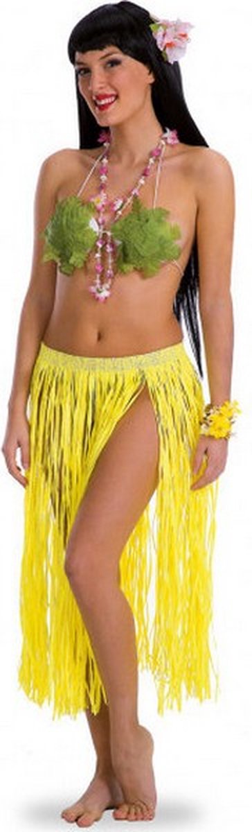 verkleedrok Hawaiian dames 70 cm polyester geel