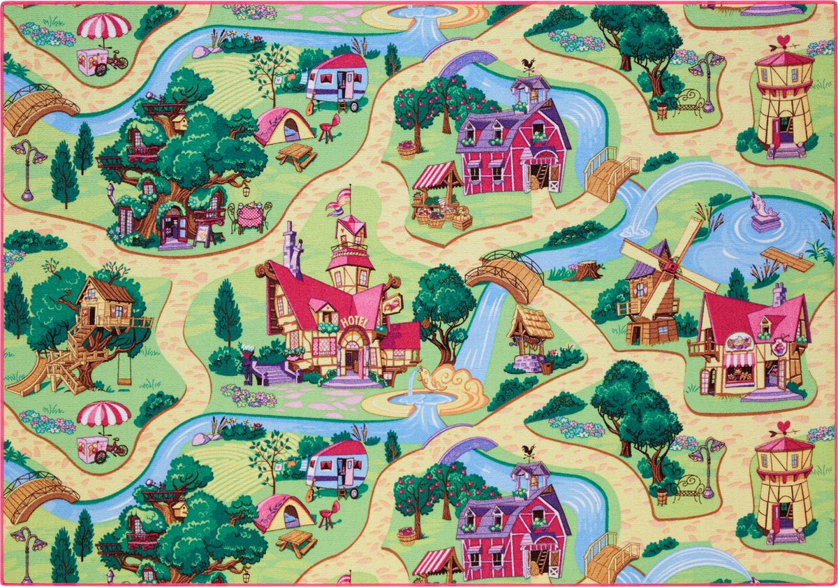 Carpet Studio Candy Town Speelkleed – Speelmat 140x200cm - Vloerkleed Kinderkamer - Anti-slip Speeltapijt - Verkeerskleed - Geel